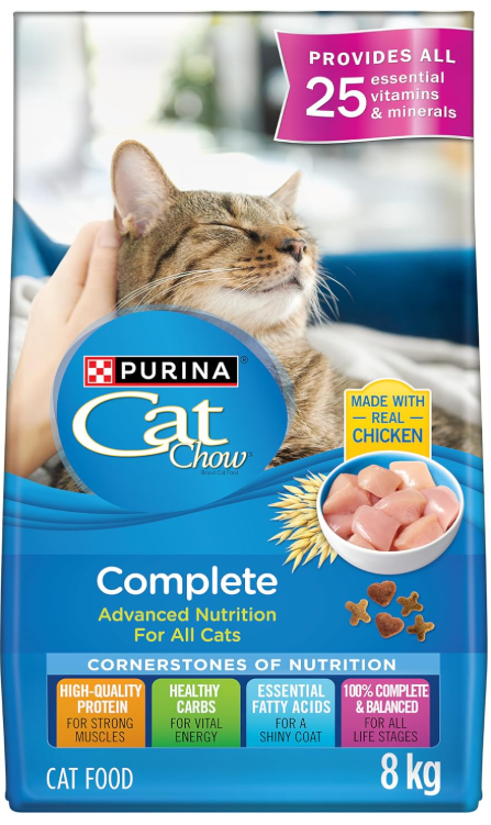Cat Chow Complete Dry Cat Food, Real Chicken - 8 kg Bag